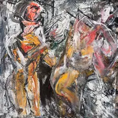 Figuras com Papel by Antonio Helio Cabral, 2005, óleo e têmpera sobre tela, offered Nov 2019