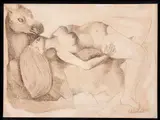 Mulher Deitada Sobre Cavalo by Di Cavalcanti, nanquim sobre papel, offered Nov 2019