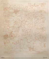Crianças no Vilarejo by Tarsila do Amaral, 1970, água-forte, offered Nov 2019