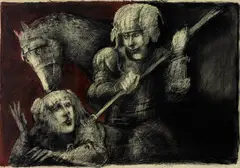 Guerreiro by Marcelo Grassmann, 1991, pastel oleoso sobre papel, offered Nov 2019