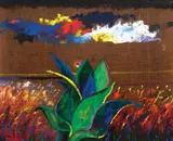 Macambira (Sertão) by Aldemir Martins, 1986, acrílica sobre juta, offered Nov 2019