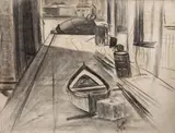 Barco no Cais by José Pancetti, 1937, carvão sobre papel, offered Nov 2019