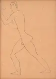 Victor Brecheret, Nu Masculino, 1940, tinta china sobre papel