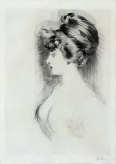 Paul César Helleu, Figura Feminina, gravura em metal sobre papel