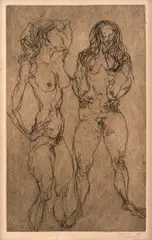 Duas Mulheres by Flavio De Carvalho, 1972, gravura em metal sobre papel, offered Oct 2019