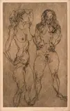 Flavio De Carvalho, Duas Mulheres, 1972, gravura em metal sobre papel