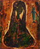 Bernard Bouts, Menina, óleo sobre compensado