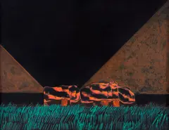 Hipopótamos 1 by Samuel Szpigel, 1974, acrílica sobre placa, offered Oct 2019