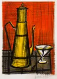 Bernard Buffet, Bule e Taça, litogravura sobre papel