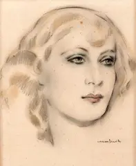 Feminina by George Wambach, aquarela e grafite sobre papel, offered Oct 2019