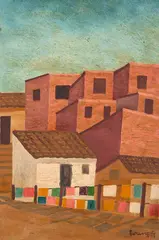 Casarios by Amadeo Lorenzato, 1998, óleo sobre placa, offered Oct 2019