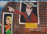 Fofoqueiros na Janela by José Antônio da Silva, 1982, óleo sobre placa, offered Oct 2019