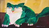 Gato Verde by Aldemir Martins, 1985, acrílica sobre tela, offered Oct 2019
