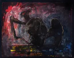 Sem Título by Flavio Shiro, guache sobre papel colado em madeira, offered Oct 2019