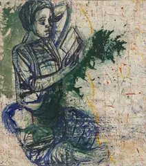 Menina Lendo by Tran Tho, óleo sobre madeira, offered Oct 2019