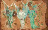 None Andrade, Três Anjos, 1953, óleo sobre cartão colado em madeira