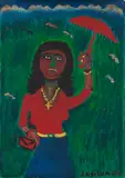 Menina com Sombrinha by José Antônio da Silva, 1984, óleo sobre tela, offered Oct 2019