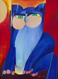 Gato Azul by Aldemir Martins, 1982, acrílica sobre tela, offered Oct 2019
