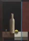 Garrafa e Limão by Inos Corradin, óleo sobre tela colado em placa, offered Oct 2019