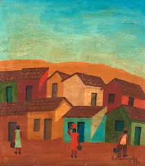 Casarios by Amadeo Lorenzato, 1976, óleo sobre cartão, offered Oct 2019