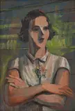 Moça de Braços Cruzados by Ernesto de Fiori, óleo sobre placa, offered Oct 2019
