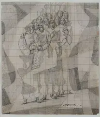 Grupo by Candido Portinari, grafite sobre papel, offered Oct 2019