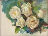 Riokai Ohashi, Flores, 1947, óleo sobre tela colada em placa