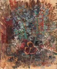 Sem Título by Helena P.s. Ohashi, 1962, óleo sobre tela colada em placa, offered Aug 2019
