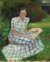 Mulher by Riokai Ohashi, óleo sobre tela colada em cartão, offered Aug 2019