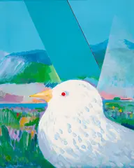 Pássaro by Tomoshige Kusuno, 1975, óleo sobre tela, offered Aug 2019