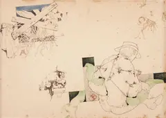 Sem Titulo by Sérgio Ferro, 1971, técnica mista sobre papel, offered Aug 2019