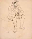 Menino Sentado by Fulvio Pennacchi, 1938, grafite sobre papel, offered Aug 2019