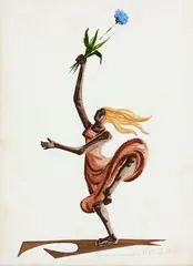 Mulher com Flor by Clóvis Graciano, 1964, técnica mista sobre papel, offered Aug 2019