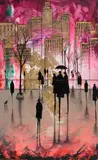 Roberto Camasmie, New York in Gold e Pink (Díptico), folha de ouro, acrílica e tinta relevo sobre tela