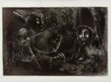 Marcelo Grassmann, Cavaleiro e Mulher, gravura em metal sobre papel