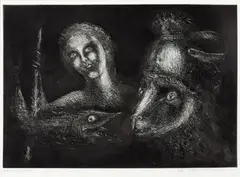 Figuras by Marcelo Grassmann, gravura em metal sobre papel, offered Aug 2019