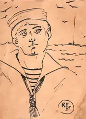 Marinheiro by Reynaldo Fonseca, 1965, nanquim sobre papel, offered Aug 2019