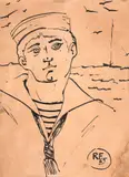 Marinheiro by Reynaldo Fonseca, 1965, nanquim sobre papel, offered Aug 2019
