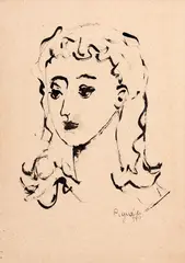 Cabeça de Menina by Reynaldo Fonseca, 1949, nanquim sobre papel, offered Aug 2019