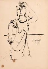 Figura Feminina by Reynaldo Fonseca, 1949, nanquim sobre papel, offered Aug 2019