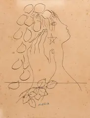 Perfil de Dama by Noemia Mourão, nanquim sobre papel, offered Aug 2019