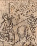 Óperários Urbanos by Manuel Martins, 1938, grafite sobre papel, offered Aug 2019