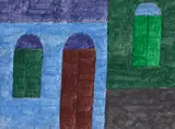 Fachada by Alfredo Volpi, têmpera sobre tela, offered Aug 2019