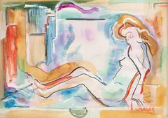 Mulher Deitada by Dolabela Chagas, técnica mista sobre papel, offered Jun 2019