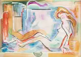 Mulher Deitada by Dolabela Chagas, técnica mista sobre papel, offered Jun 2019