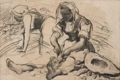 Mulheres by José Malhoa, carvão sobre papel, offered Jun 2019