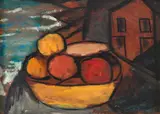 Casario com Fruteira by Aldo Bonadei, óleo sobre placa, offered Jun 2019