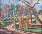 Paisagem do Jardim Botânico - RJ by Joaquim Figueira, 1940, óleo sobre tela, offered Jun 2019