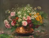 Bouquet du Roses Et Fleur du Champs by Louis Marie De Schryver, 1905, óleo sobre tela, offered Jun 2019