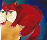 Gato Vermelho by Aldemir Martins, 1981, acrílica sobre tela, offered Jun 2019